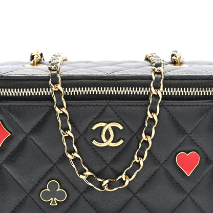 Chanel Lambskin Quilted Enamel Coco Casino Small Vanity Case With Chain Black 9 of 11
