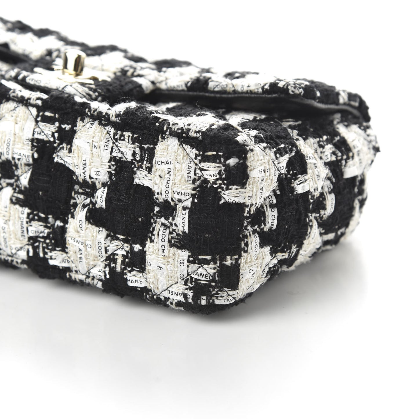 Tweed Quilted Mini Rectangular Flap Black Ecru White