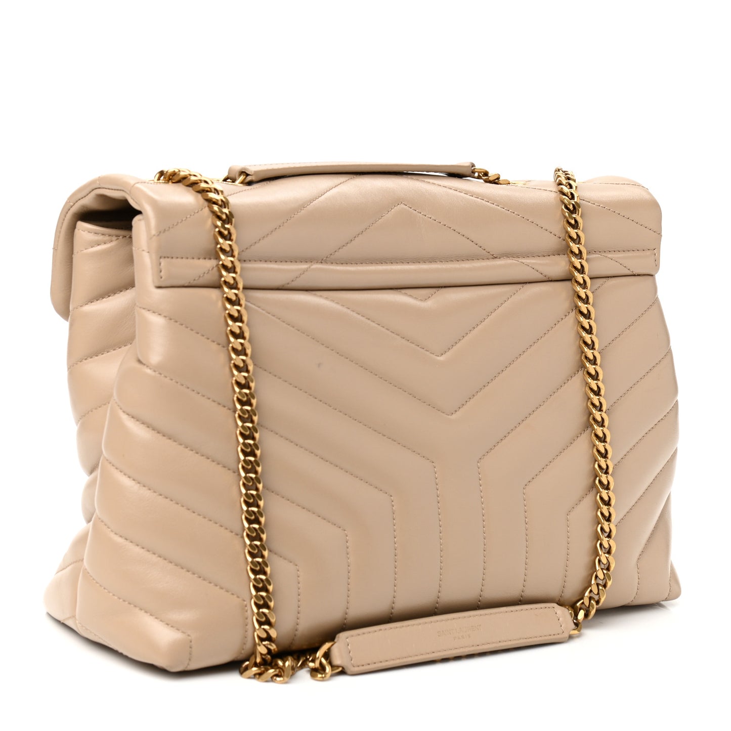 Calfskin Y Quilted Monogram Medium Loulou Chain Satchel Dark Latte