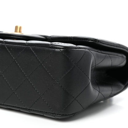 Chanel Lambskin Quilted Mini Top Handle Rectangular Flap Black 10 of 12