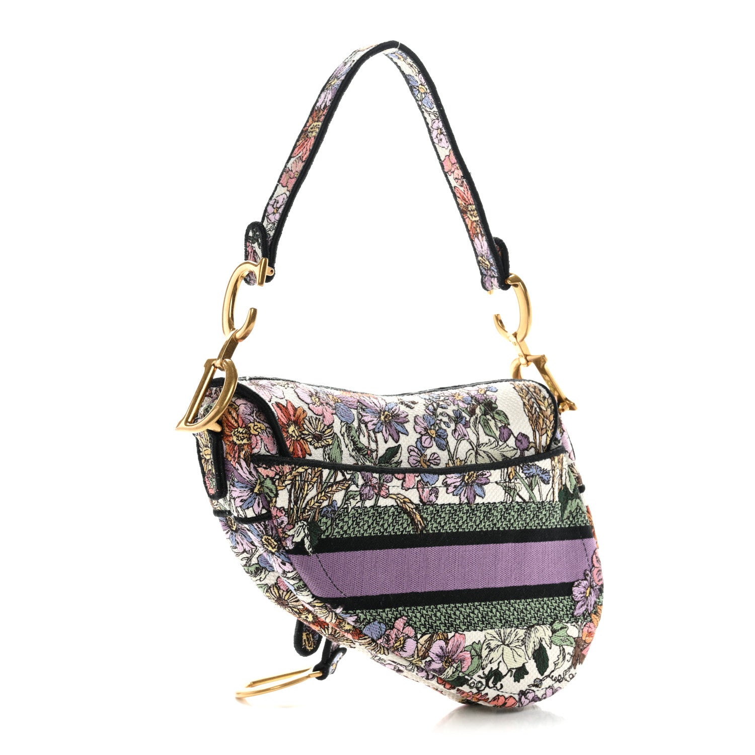 Christian Dior Canvas Embroidered 4 Saisons Été Saddle Bag White Multicolor 3 of 11
