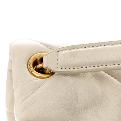 Saint Laurent Lambskin Quilted Medium Loulou Puffer Monogram Chain Satchel Crema Soft 19 of 19