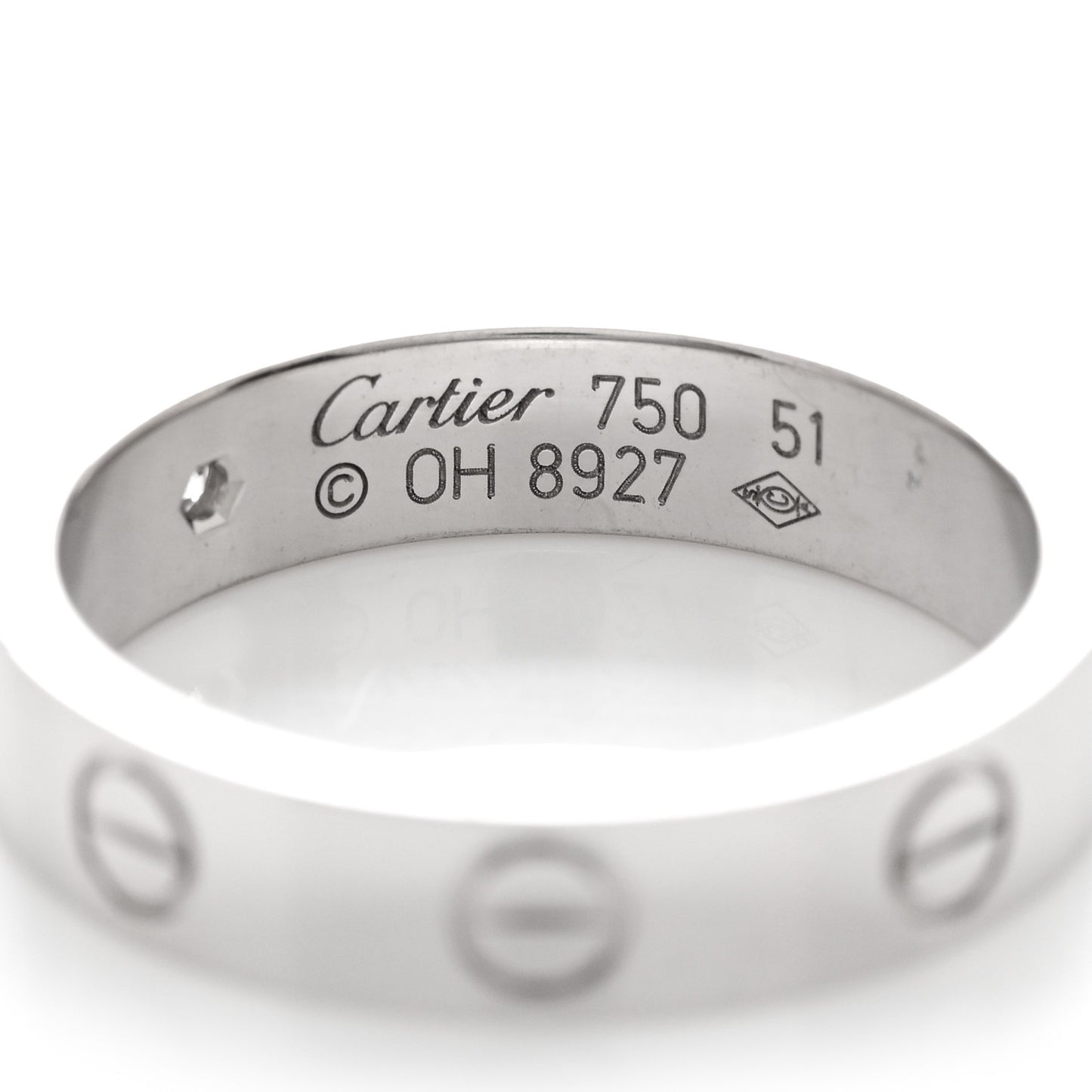 18K White Gold Diamond 4mm LOVE Wedding Band Ring 51 5.75