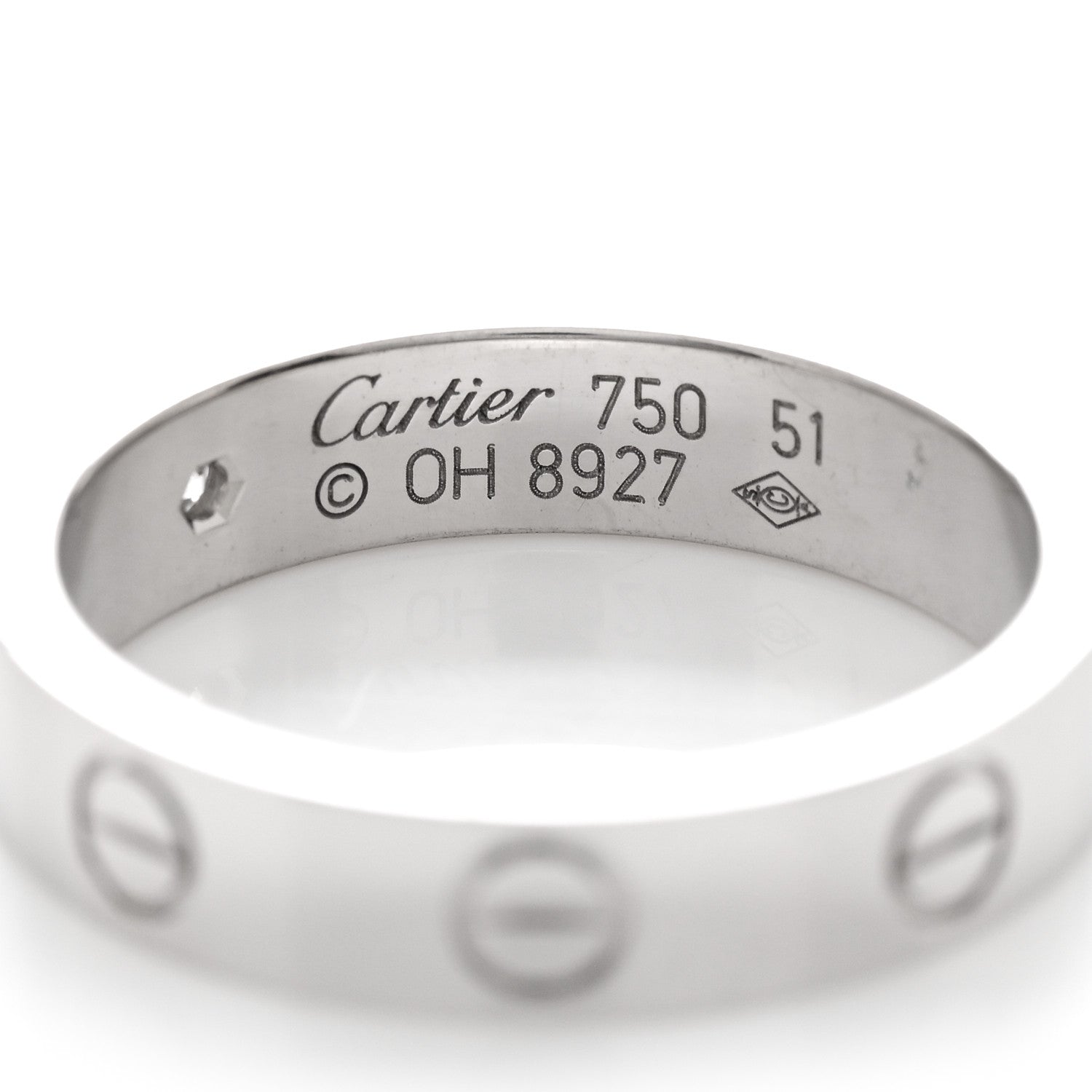 Cartier 18K White Gold Diamond 4mm LOVE Wedding Band Ring 51 5.75 3 of 4