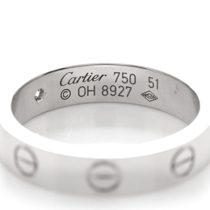 Cartier 18K White Gold Diamond 4mm LOVE Wedding Band Ring 51 5.75 3 of 4