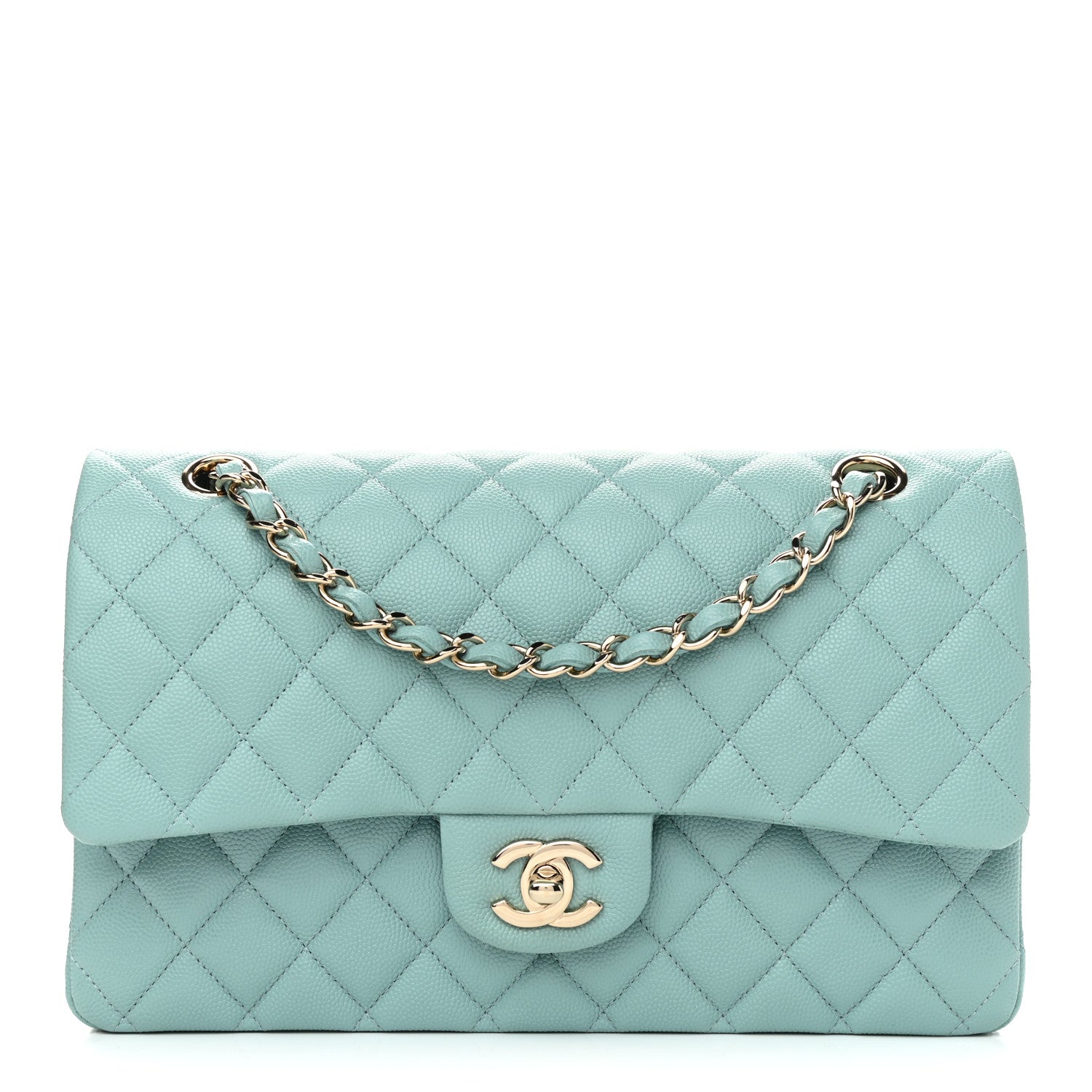 Chanel Caviar Quilted Medium Double Flap Light Blue 1 of 11