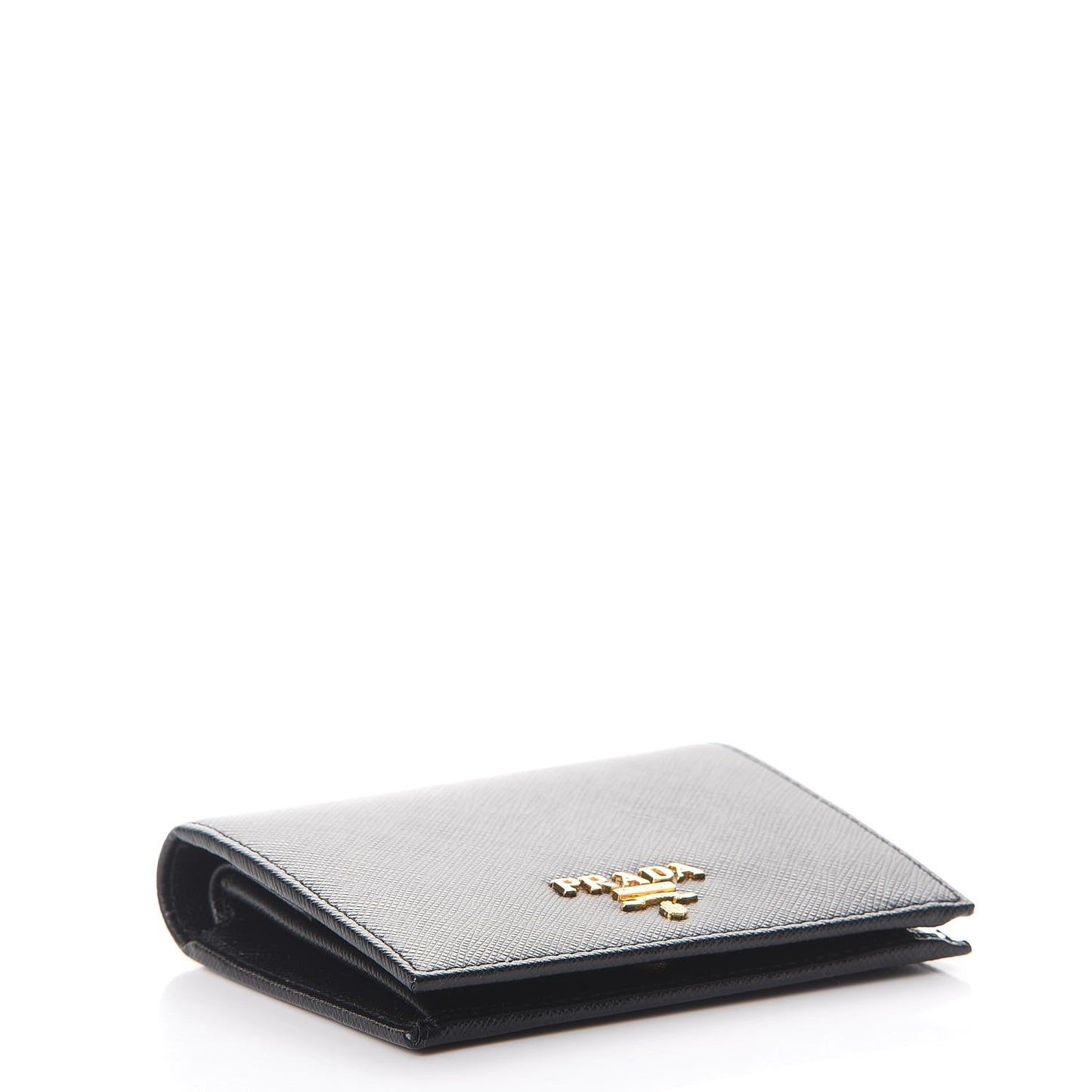 Saffiano Metal Bi-Fold Compact Wallet Black