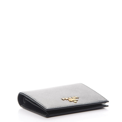 Prada Saffiano Metal Bi-Fold Compact Wallet Black 4 of 8