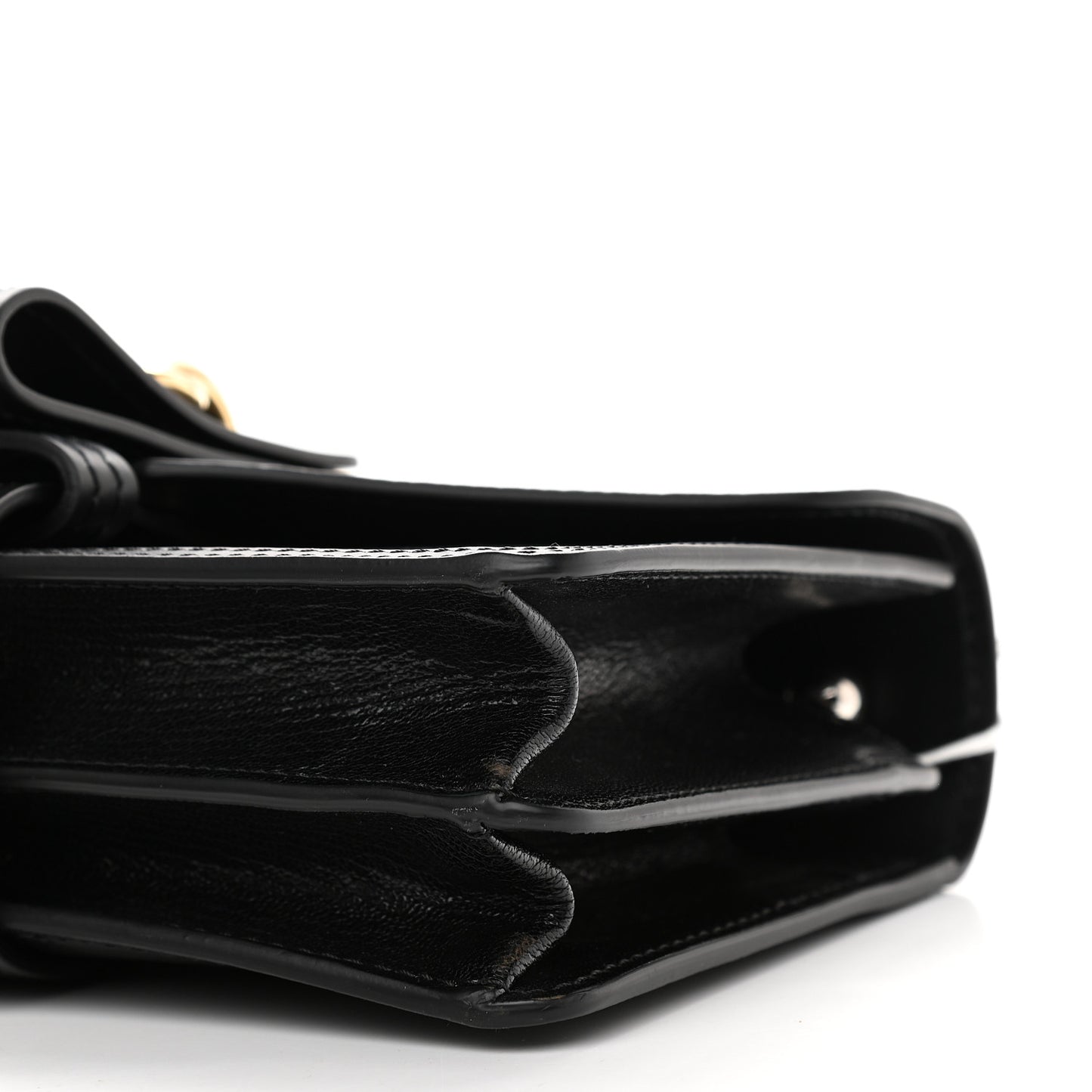 Shiny Goatskin Calfskin Aby Chain Shoulder Bag Black