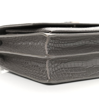 Saint Laurent Calfskin Crocodile Embossed Medium Monogram Sunset Fog 10 of 12