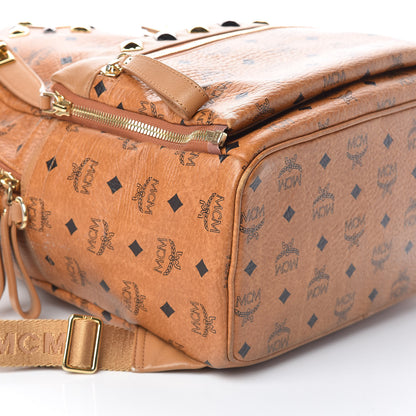 MCM Visetos Studded Medium Dual Stark Backpack Cognac 9 of 10