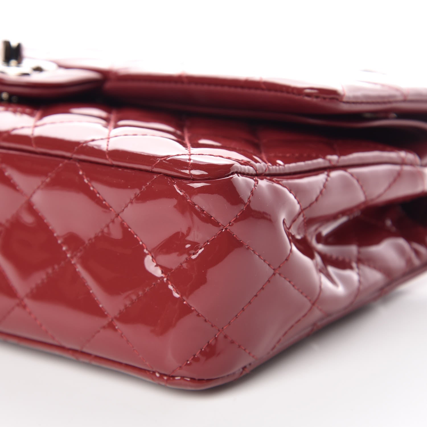 Chanel Patent Calfskin Quilted Medium Double Flap Burgundy 6 of 9