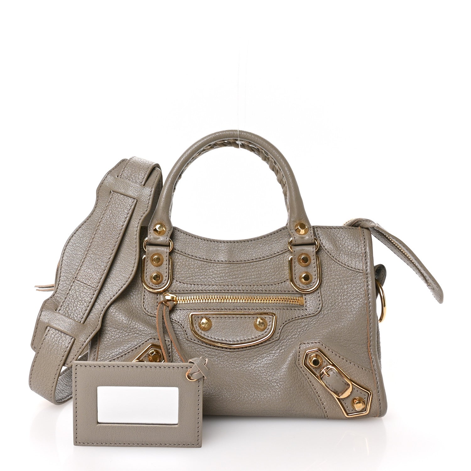 Balenciaga Chevre Gold Metallic Edge Hardware Mini City Gris Taupe 3 of 11