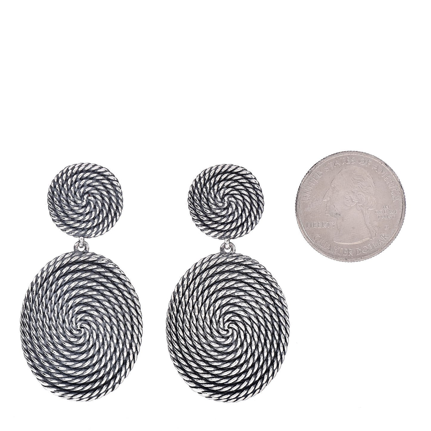 Sterling Silver Cable Coil Double Drop Earrings