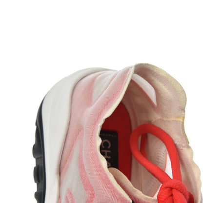Chanel Lycra Fabric CC Sneakers 37.5 White Red 11 of 15