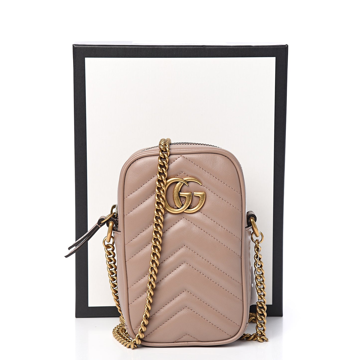 Calfskin Matelasse Mini GG Marmont Crossbody Bag Porcelain Rose
