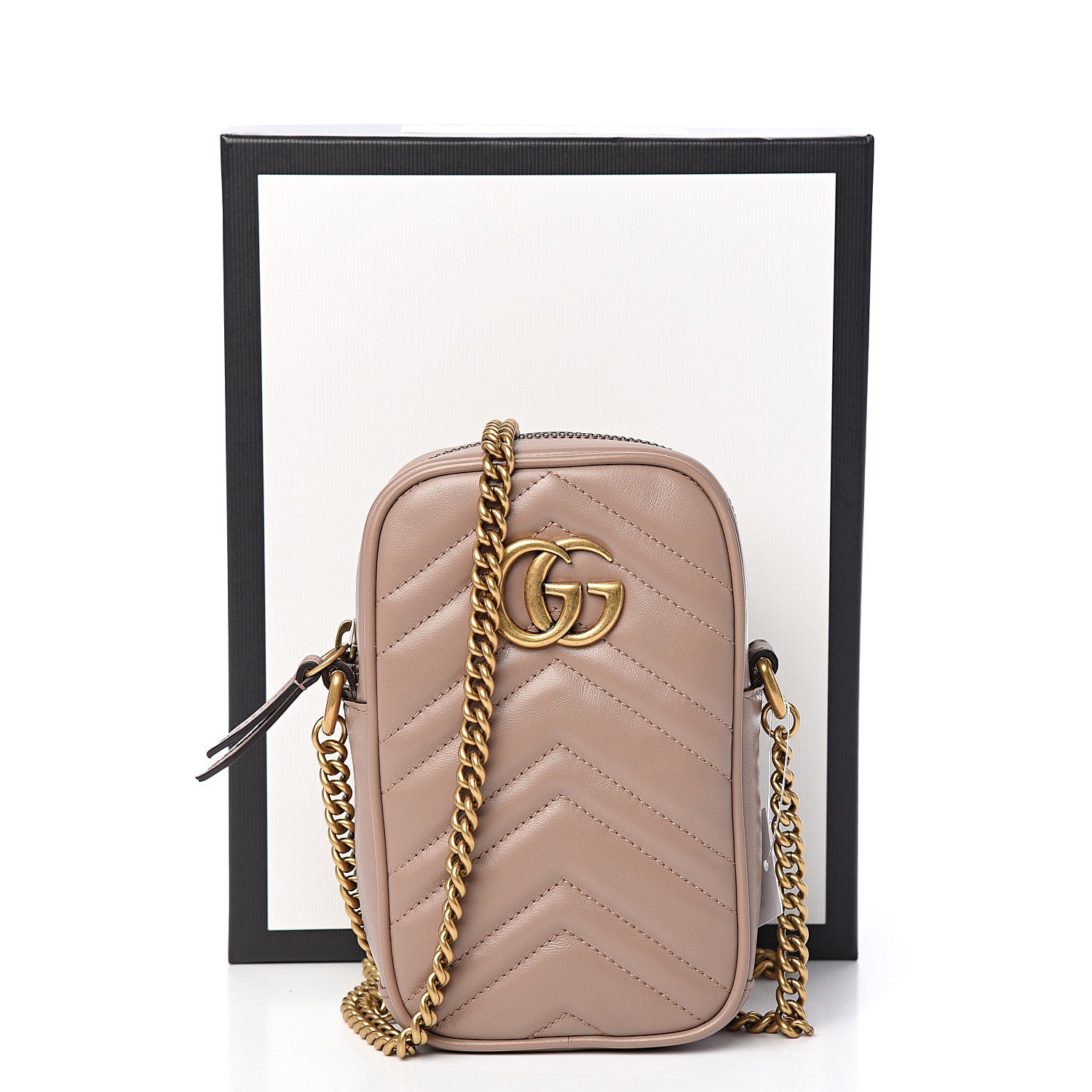 Gucci Calfskin Matelasse Mini GG Marmont Crossbody Bag Porcelain Rose 10 of 10