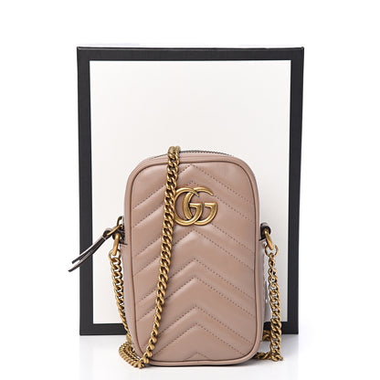 Gucci Calfskin Matelasse Mini GG Marmont Crossbody Bag Porcelain Rose 10 of 10