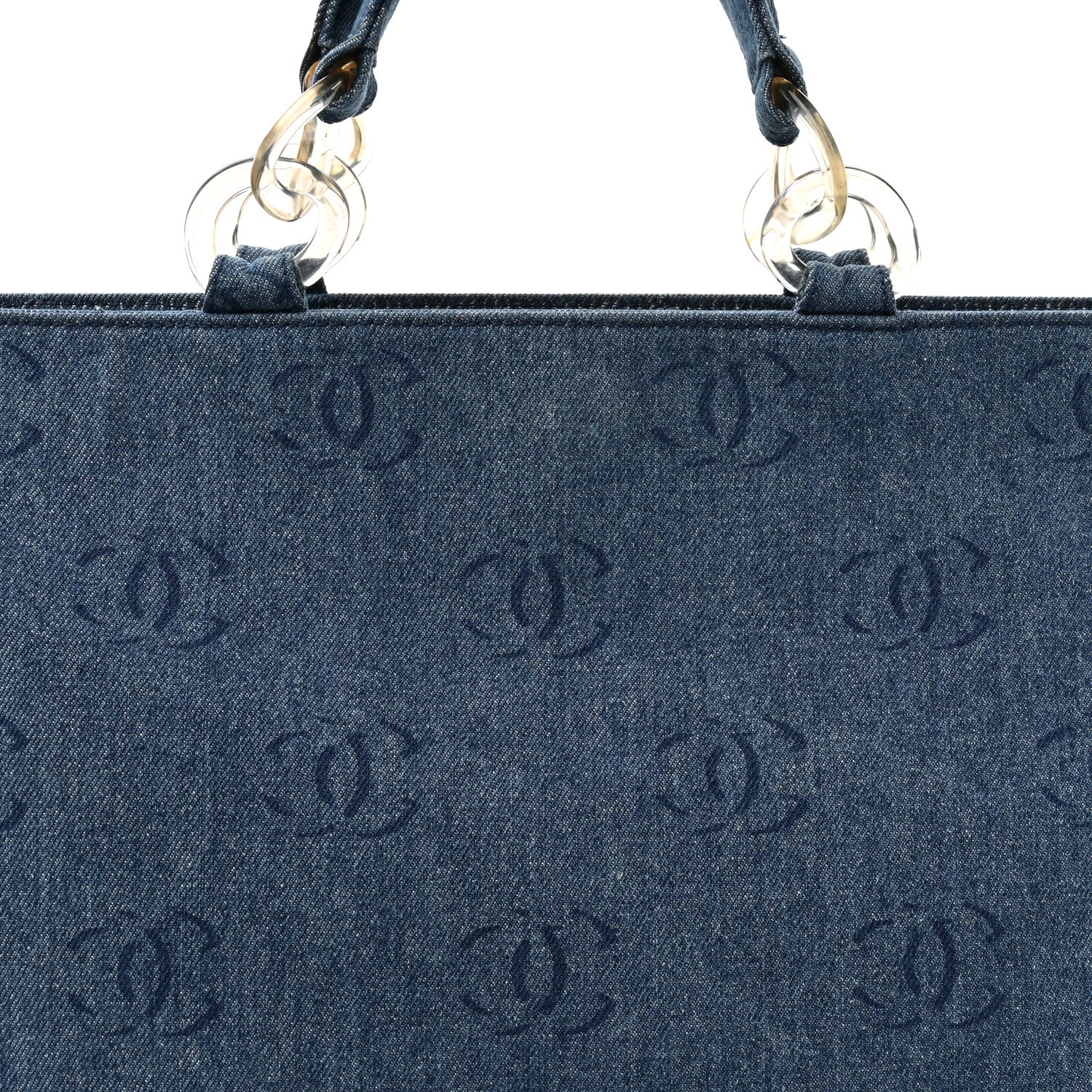 Chanel Denim Large CC Tote Dark Navy Blue 9 of 14