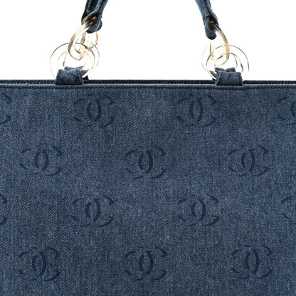 Chanel Denim Large CC Tote Dark Navy Blue 9 of 14