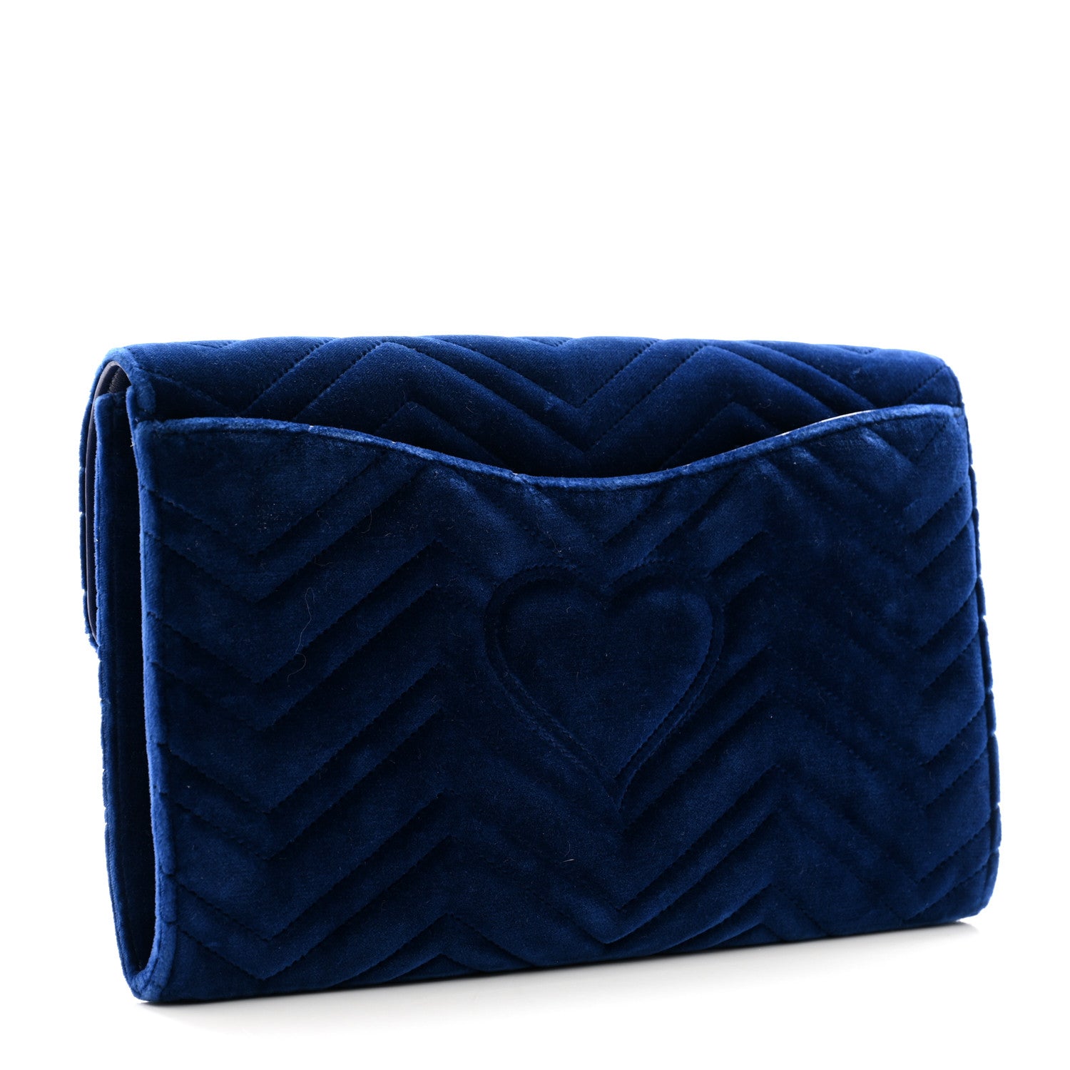 Gucci Velvet Matelasse GG Marmont Clutch Cobalt Blue 3 of 10