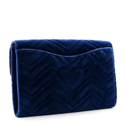 Gucci Velvet Matelasse GG Marmont Clutch Cobalt Blue 3 of 10