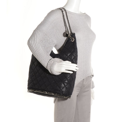 Stella McCartney Quilted Faux Leather Large Falabella Bucket Bag Black 2 of 7
