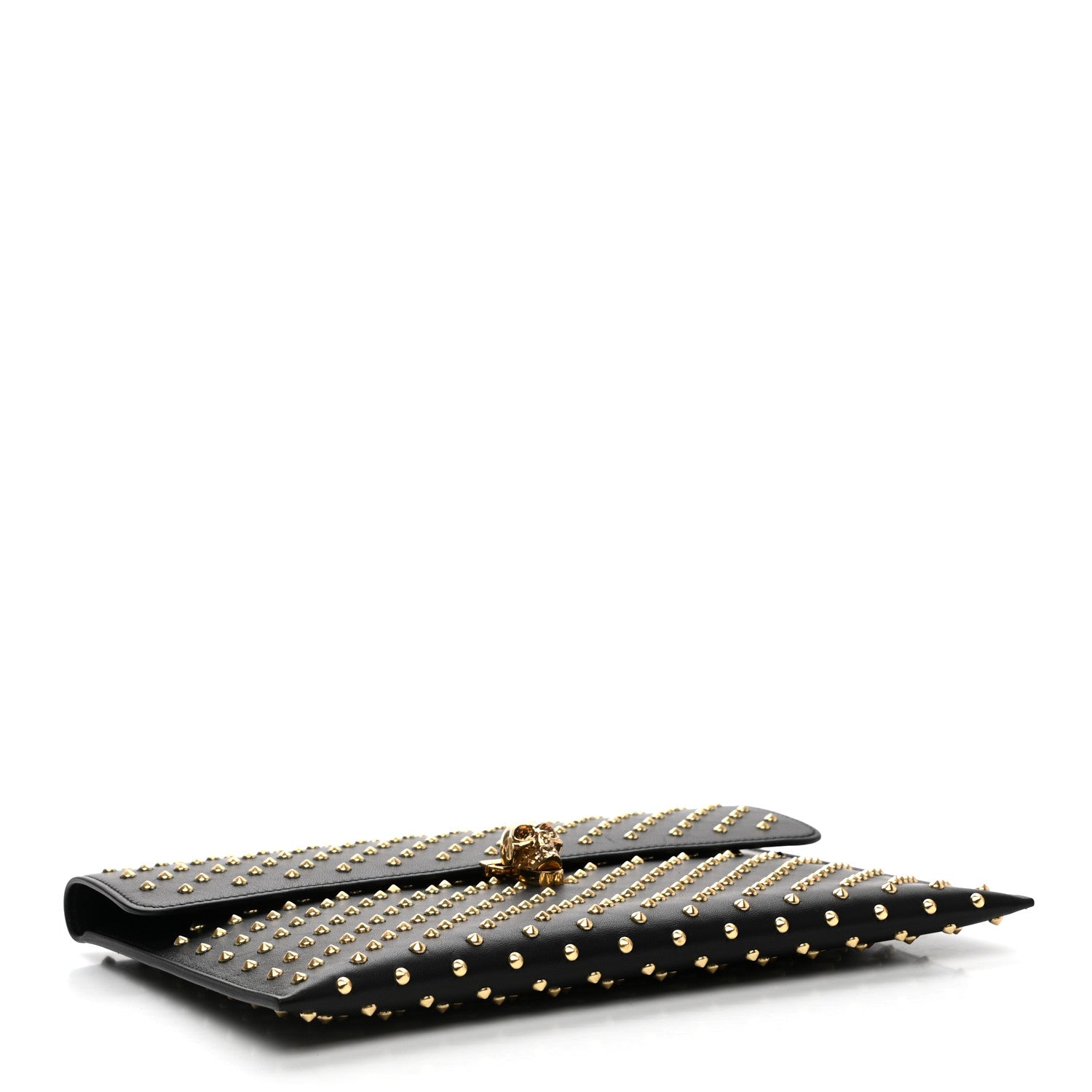 Alexander McQueen Calfskin Studded Skull Envelope Clutch Black 4 of 10