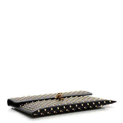 Alexander McQueen Calfskin Studded Skull Envelope Clutch Black 4 of 10
