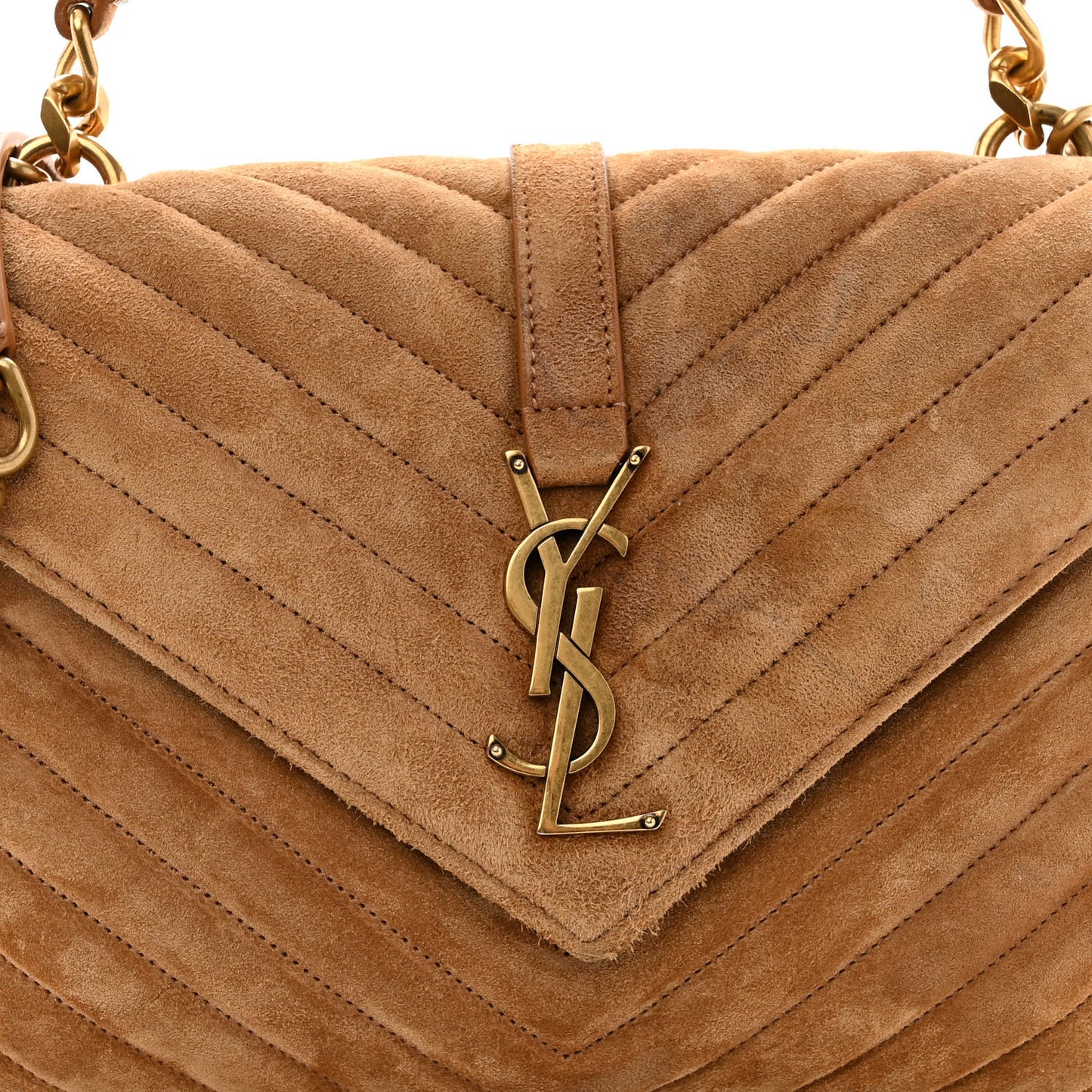 Suede Matelasse Chevron Monogram Medium College Bag Cinnamon