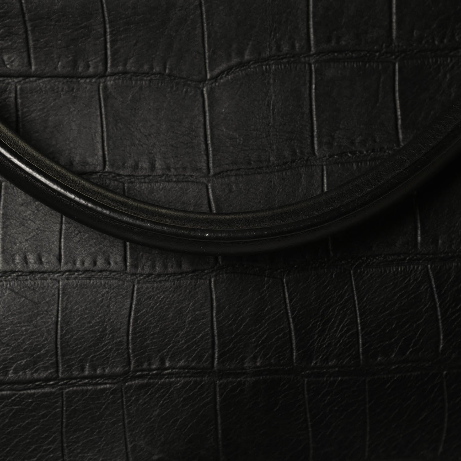 Celine Crocodile Embossed Calfskin Suede Medium Trapeze Black 12 of 15