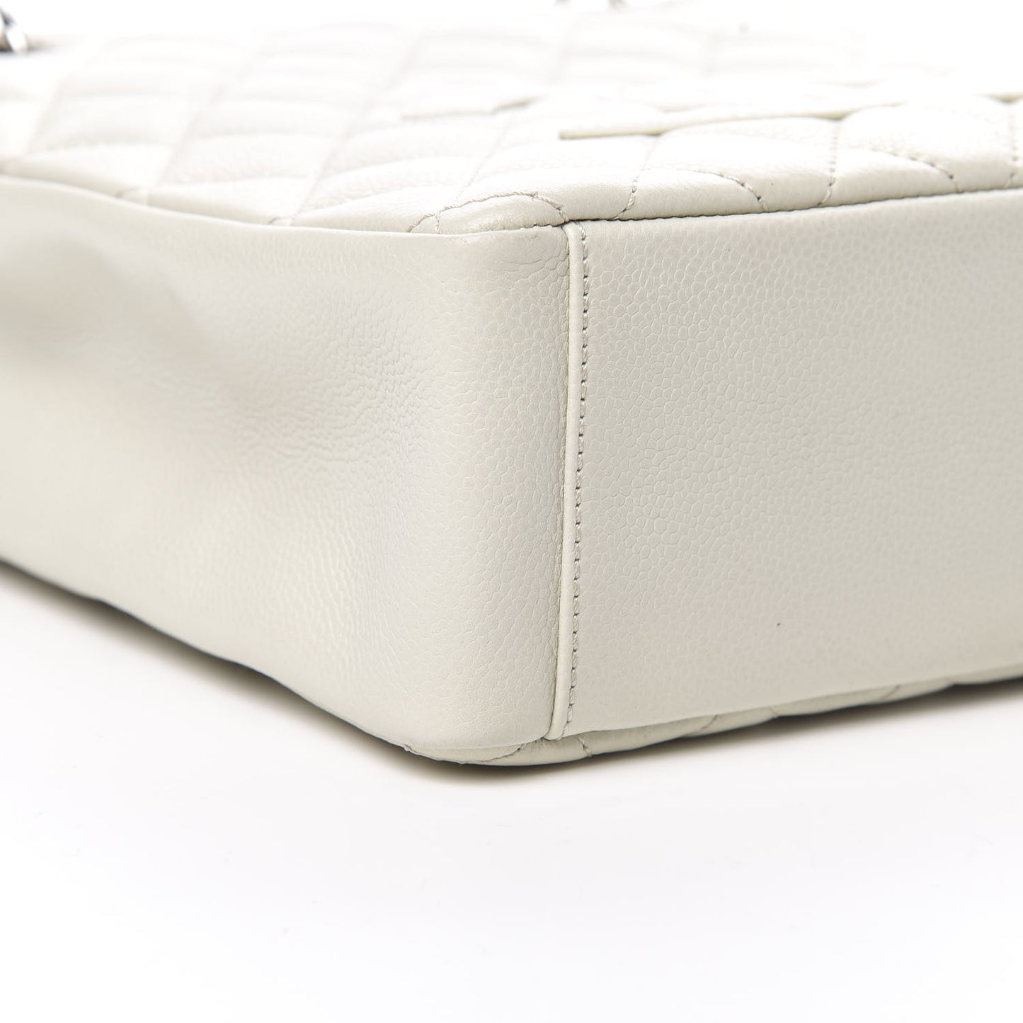Caviar Quilted Petit Shopping Tote PST White