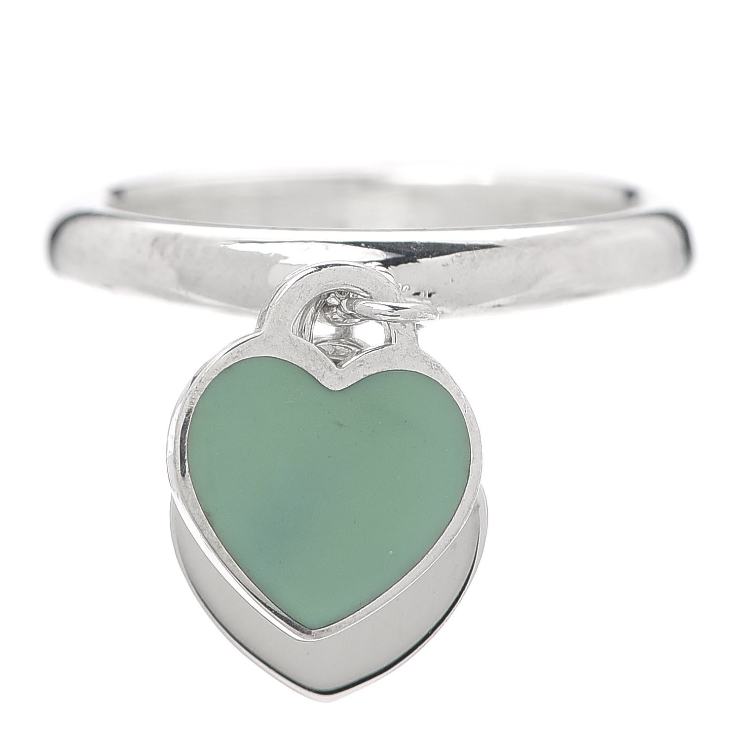 Tiffany Sterling Silver Enamel Return to Double Heart Ring Blue 54 6.75 1 of 5