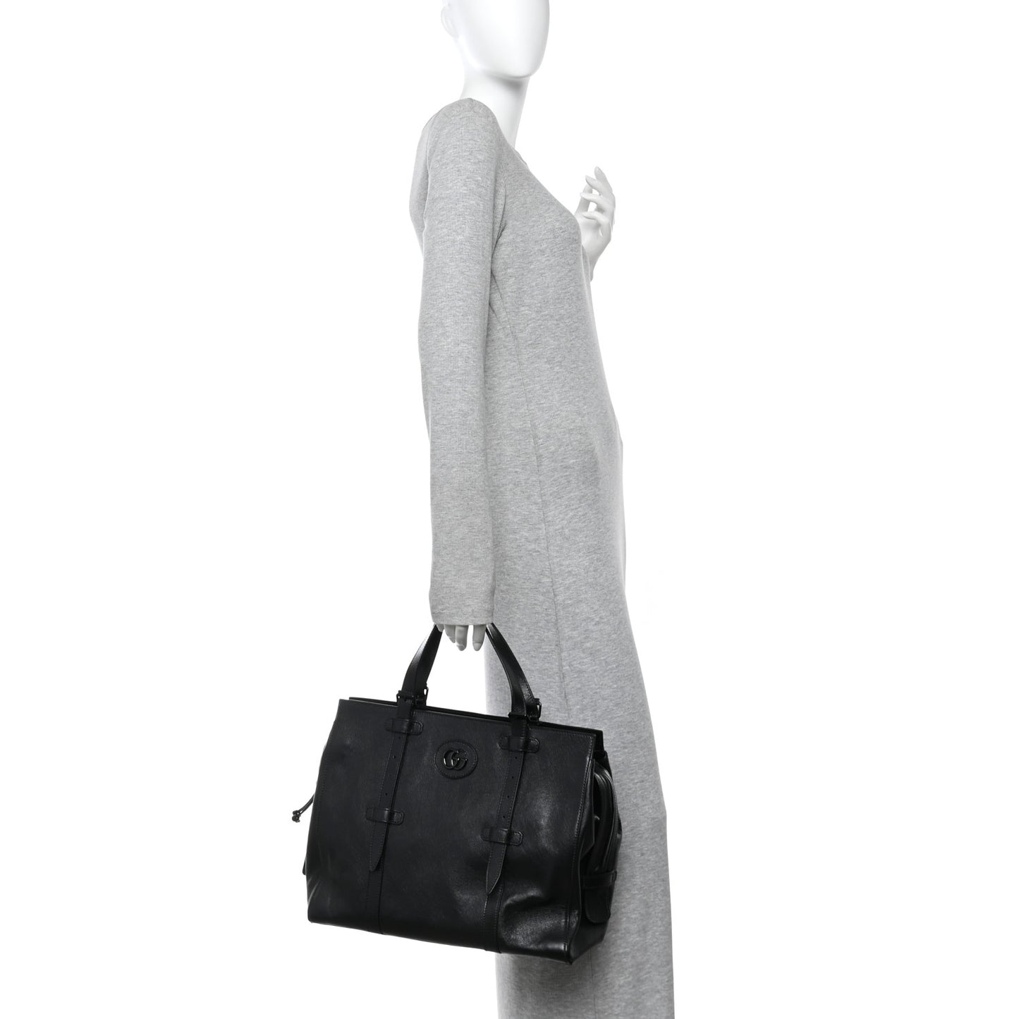 Piuma Lux Energy Monochrome Tonal GG Medium Tote Bag Black