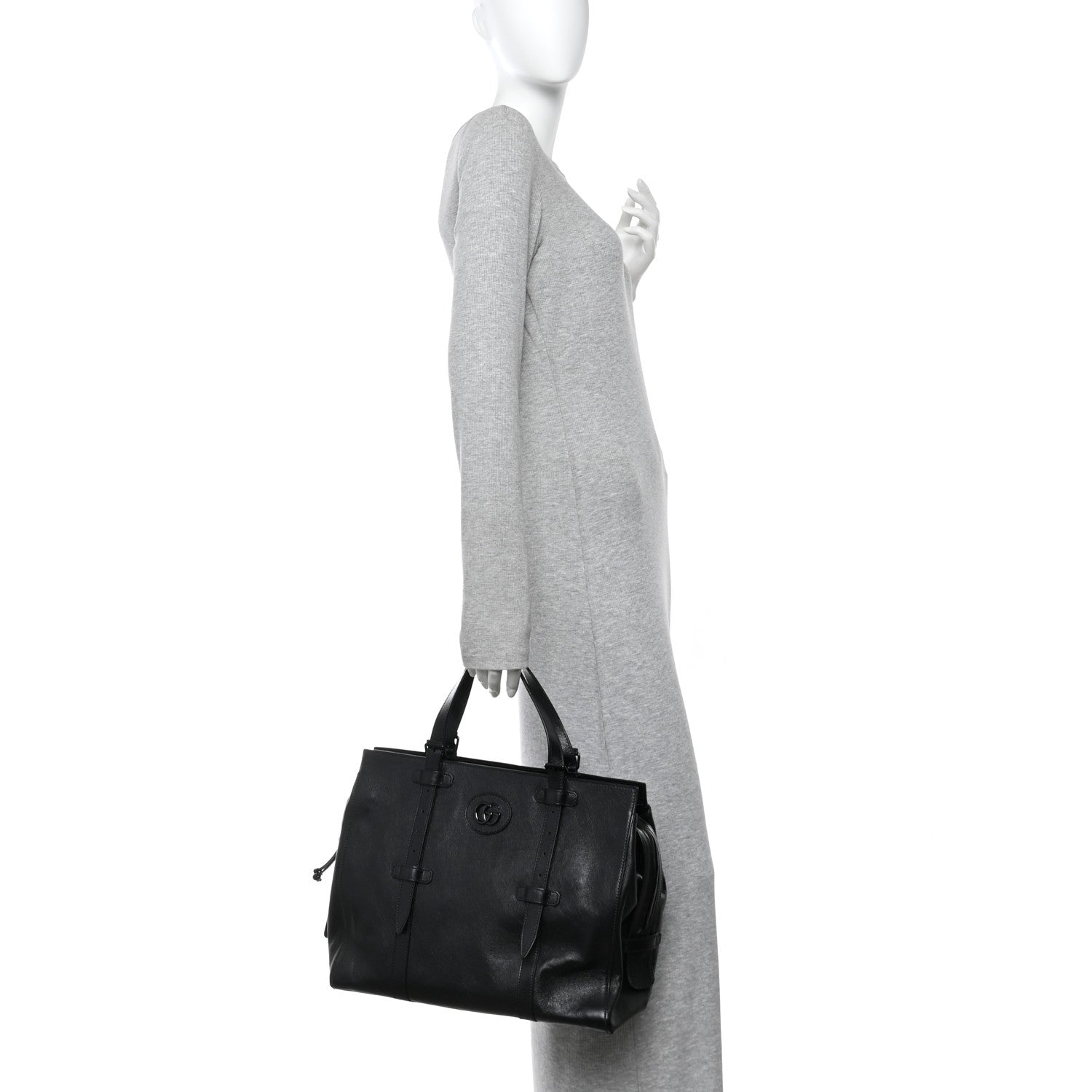 Gucci Piuma Lux Energy Monochrome Tonal GG Medium Tote Bag Black 2 of 10