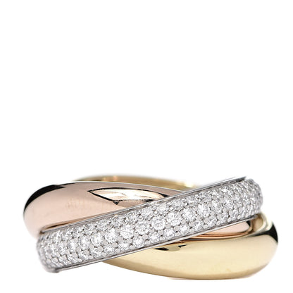 Cartier 18K White Yellow Pink Gold Diamond Classic Trinity Paved Ring 48 4.5 1 of 6