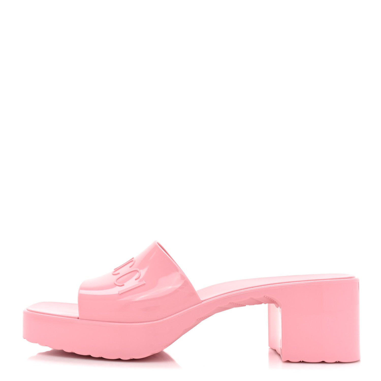 Gucci Rubber Gucci Logo Womens Platform 20/60mm Slide Sandals 40 Wild Rose 1 of 9