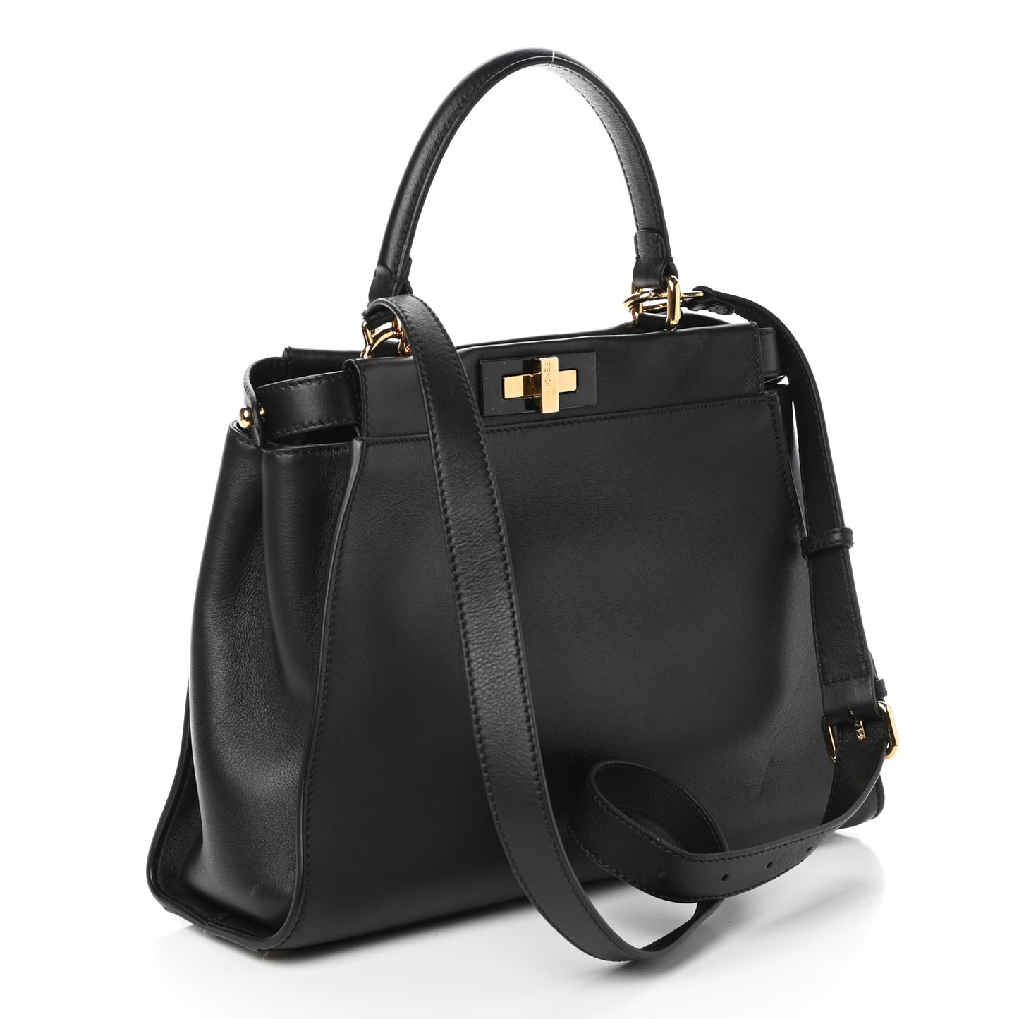 Vitello Seta Shiny Nappa Medium Peekaboo Iconic Satchel Black