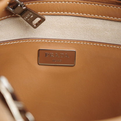 Prada City Calf Topstitched Hobo Caramel 6 of 8