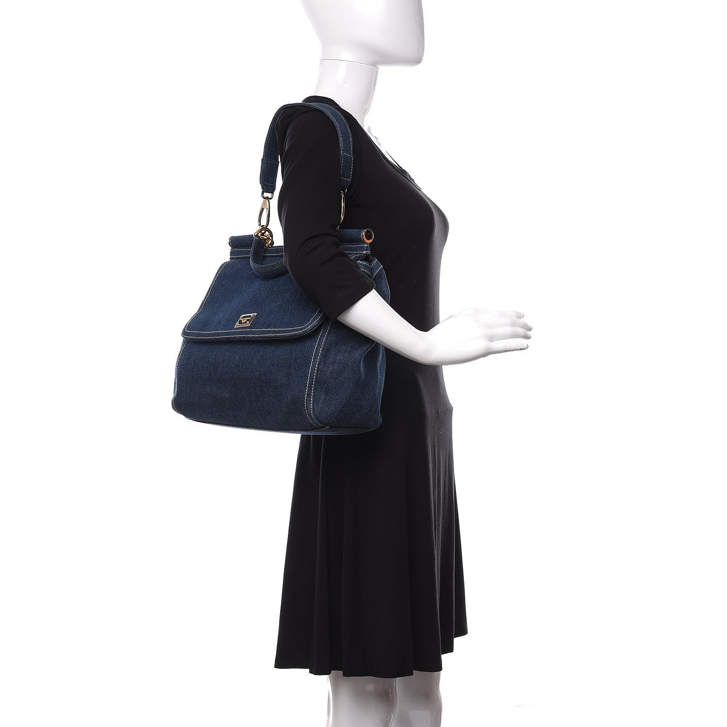 Dolce & Gabbana Denim Large Miss Sicily Satchel Blue 2 of 10