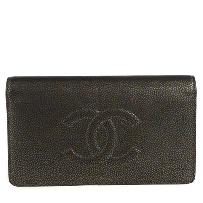 Chanel Metallic Caviar Timeless CC Yen Wallet Dark Silver 1 of 8