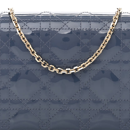 Christian Dior Patent Cannage Lady Dior Clutch Denim Blue 10 of 12