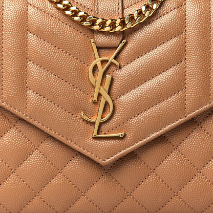 Saint Laurent Grain De Poudre Mixed Matelasse Triquilt Monogram Chain Wallet Dune 6 of 8