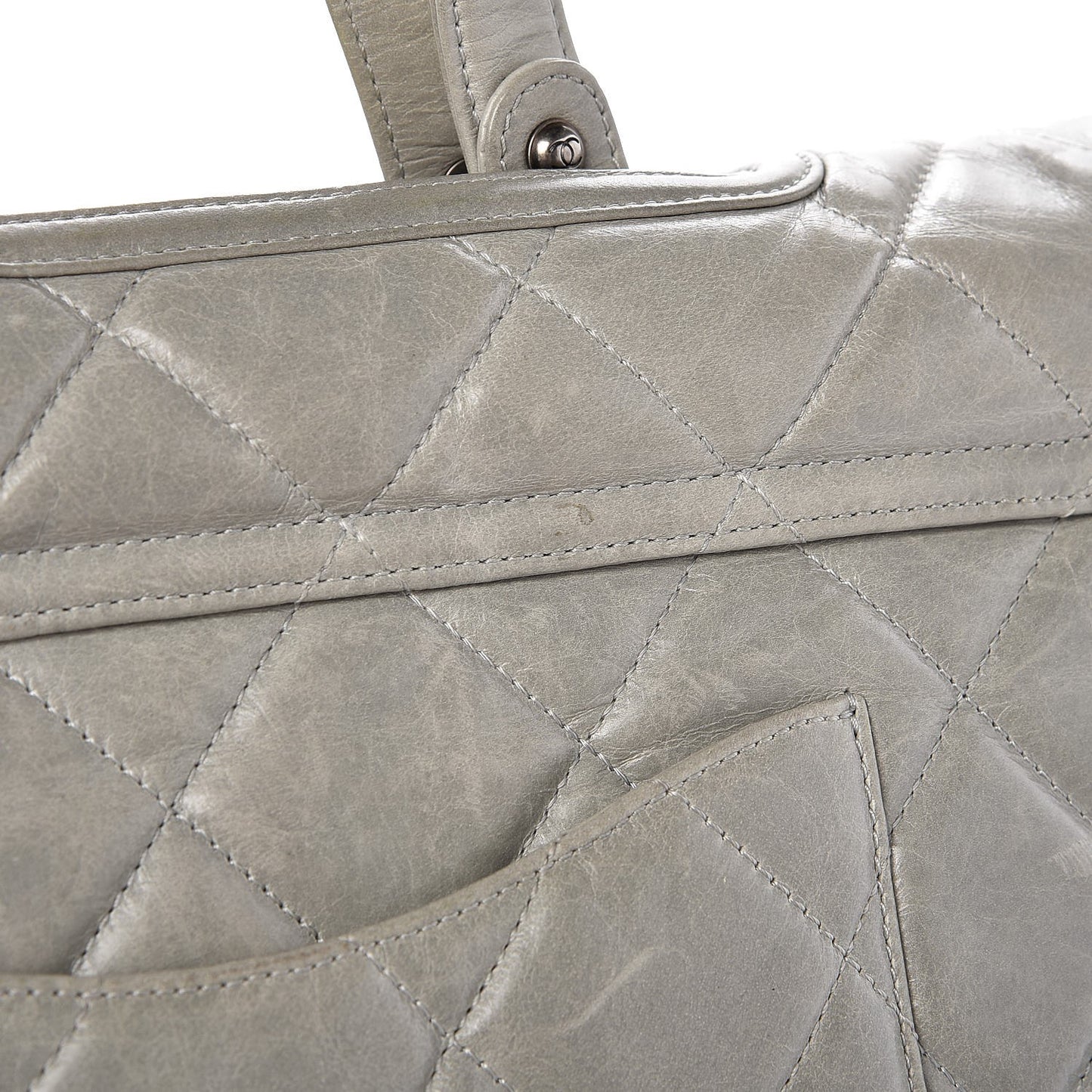 Glazed Calfskin Boy Satchel Flap Light Grey