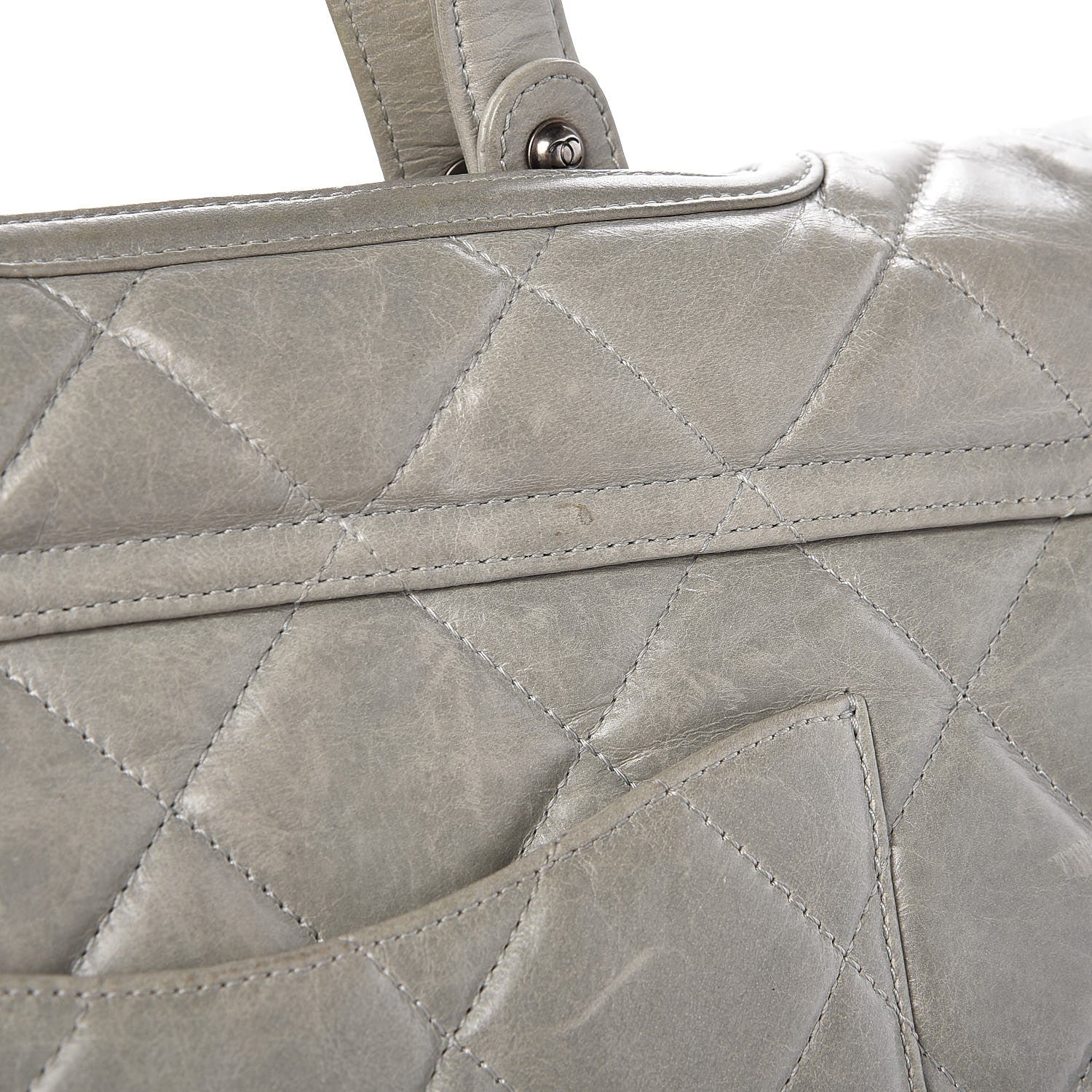 Chanel Glazed Calfskin Boy Satchel Flap Light Grey 13 of 17