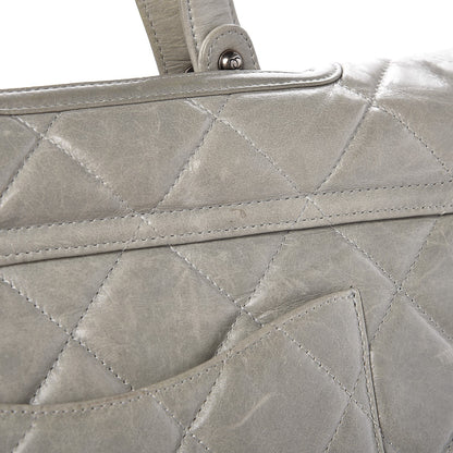 Chanel Glazed Calfskin Boy Satchel Flap Light Grey 13 of 17