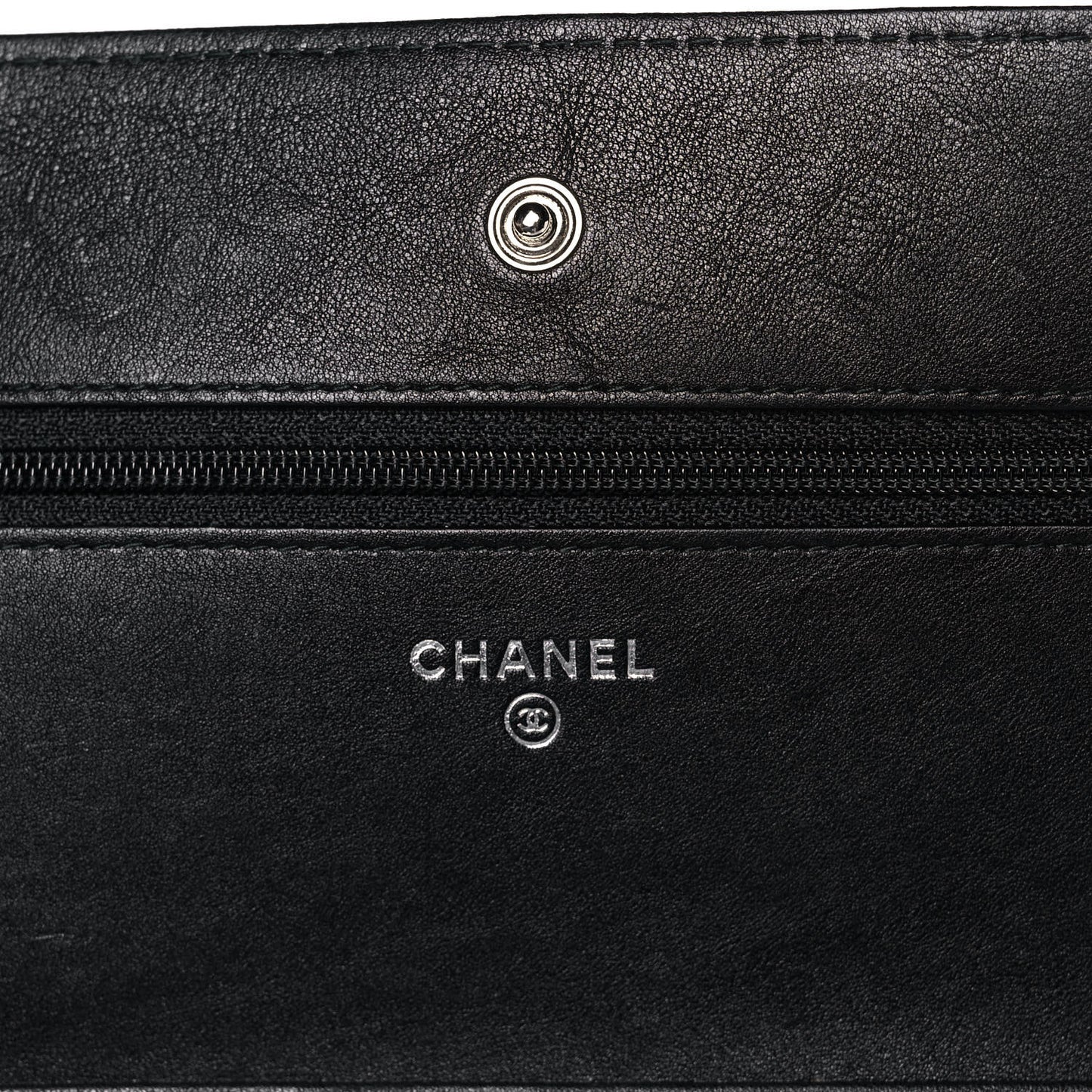 Crumpled Calfskin Quilted Wallet On Chain WOC So Black