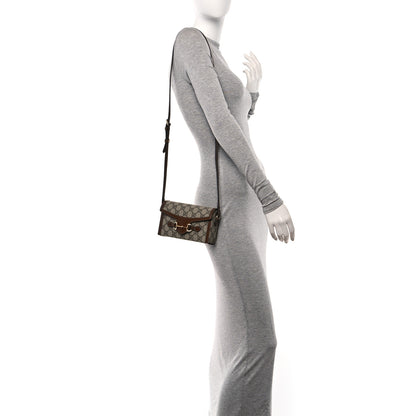 Gucci GG Supreme Monogram Textured Dollar Calfskin Mini Horsebit 1955 Shoulder Bag Beige Brown Sugar 2 of 10