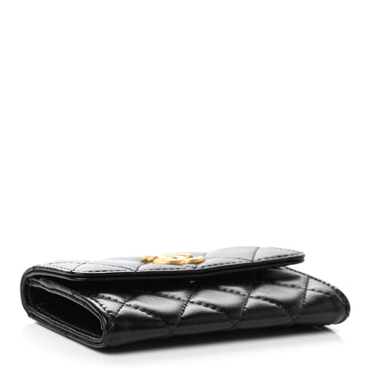 Chanel Lambskin Quilted Flap Card Holder Wallet Black 4 of 10