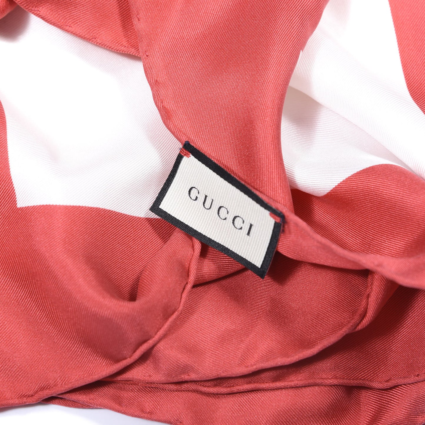 Silk Gucci World Square Scarf Ivory Red